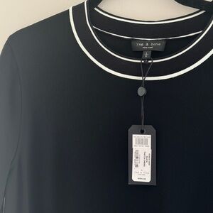 NEW Rag & Bone Black Dress with White Trim
